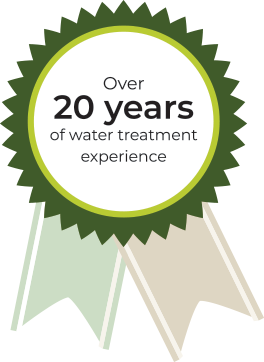 Over 20 years of water treatment experience ribbon symbol